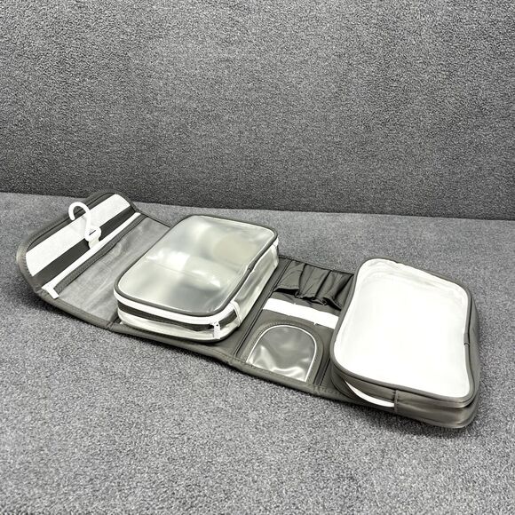 GoGo Travel Bag Hanging Toiletry Cosmetic Pouch Gray Compact Purse - Picture 5 of 11